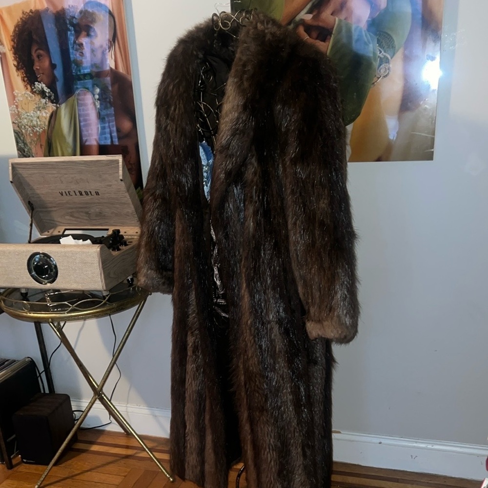 Vintage Full-Length Brown Fur Coat – Marshall Field’s, Sz. Fits like Large